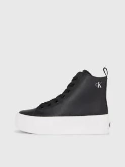 Calvin Klein Leather Platform High-Top Trainers -Everywear Shop YW0YW01180 BEH alternate5